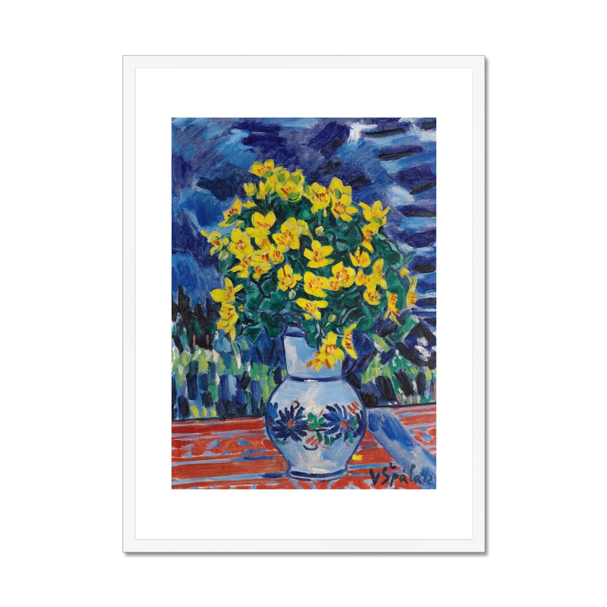 Wonky Walls - Bouquet of Flowers in a Blue Vase, 1942 - Václav Špála - Art Prints & Framed Canvases