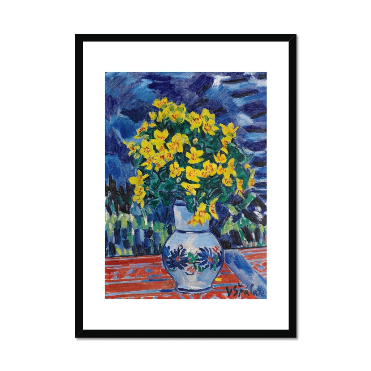 Wonky Walls - Bouquet of Flowers in a Blue Vase, 1942 - Václav Špála - Art Prints & Framed Canvases