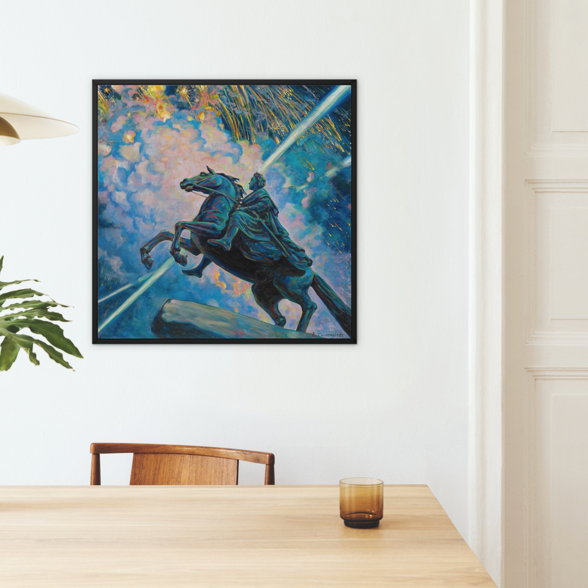 Wonky Walls - Fireworks, The Bronze Horseman - Framed Canvas - Boris Kustodiev - Art Prints & Framed Canvases