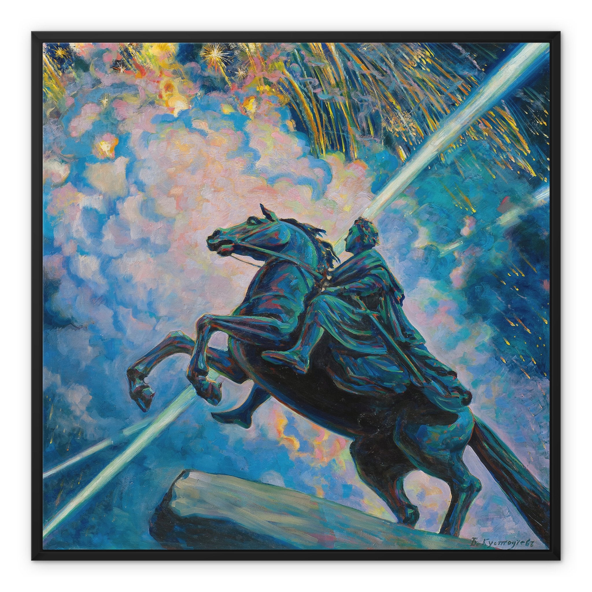 Wonky Walls - Fireworks, The Bronze Horseman - Framed Canvas - Boris Kustodiev - Art Prints & Framed Canvases