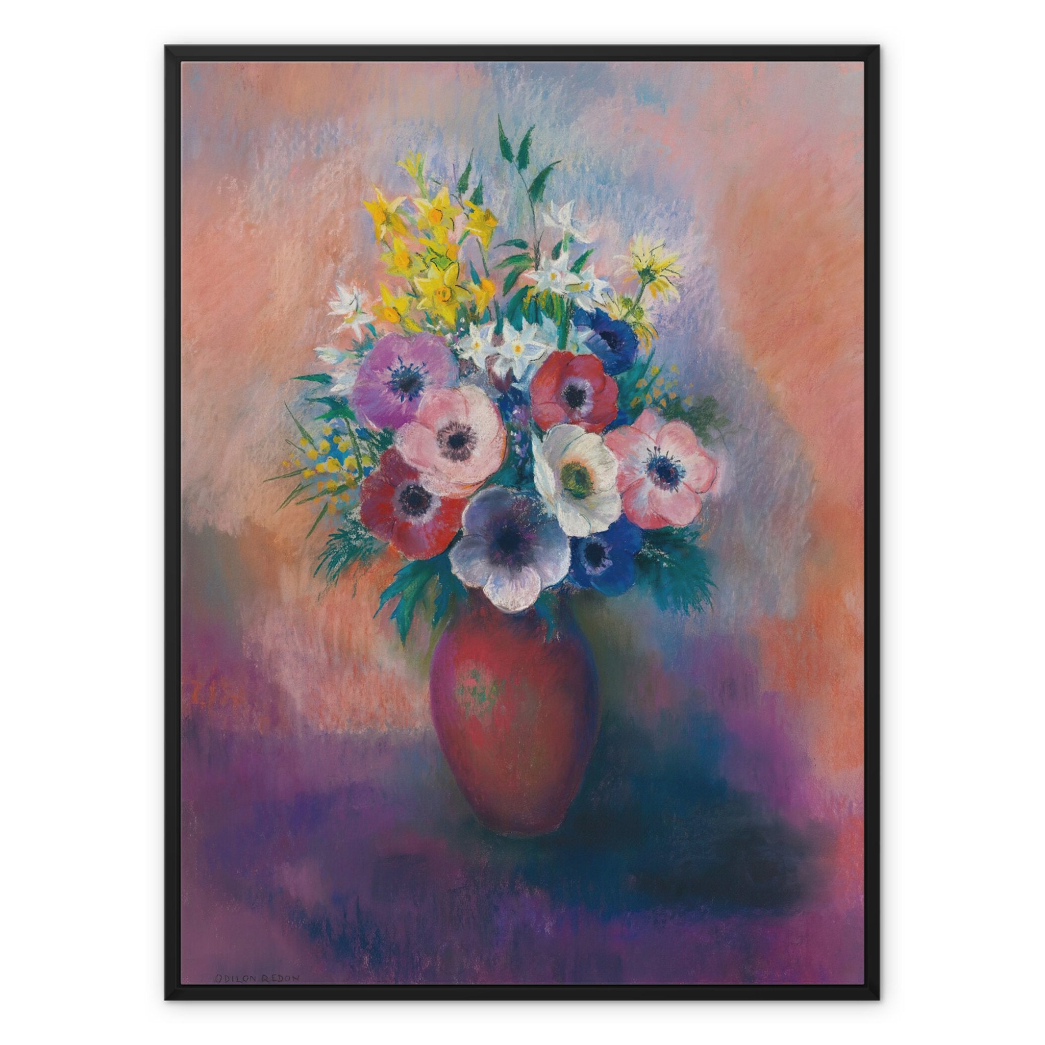 Wonky Walls - Vase D’anémones - Framed Canvas - Odilon Redon - Art Prints & Framed Canvases