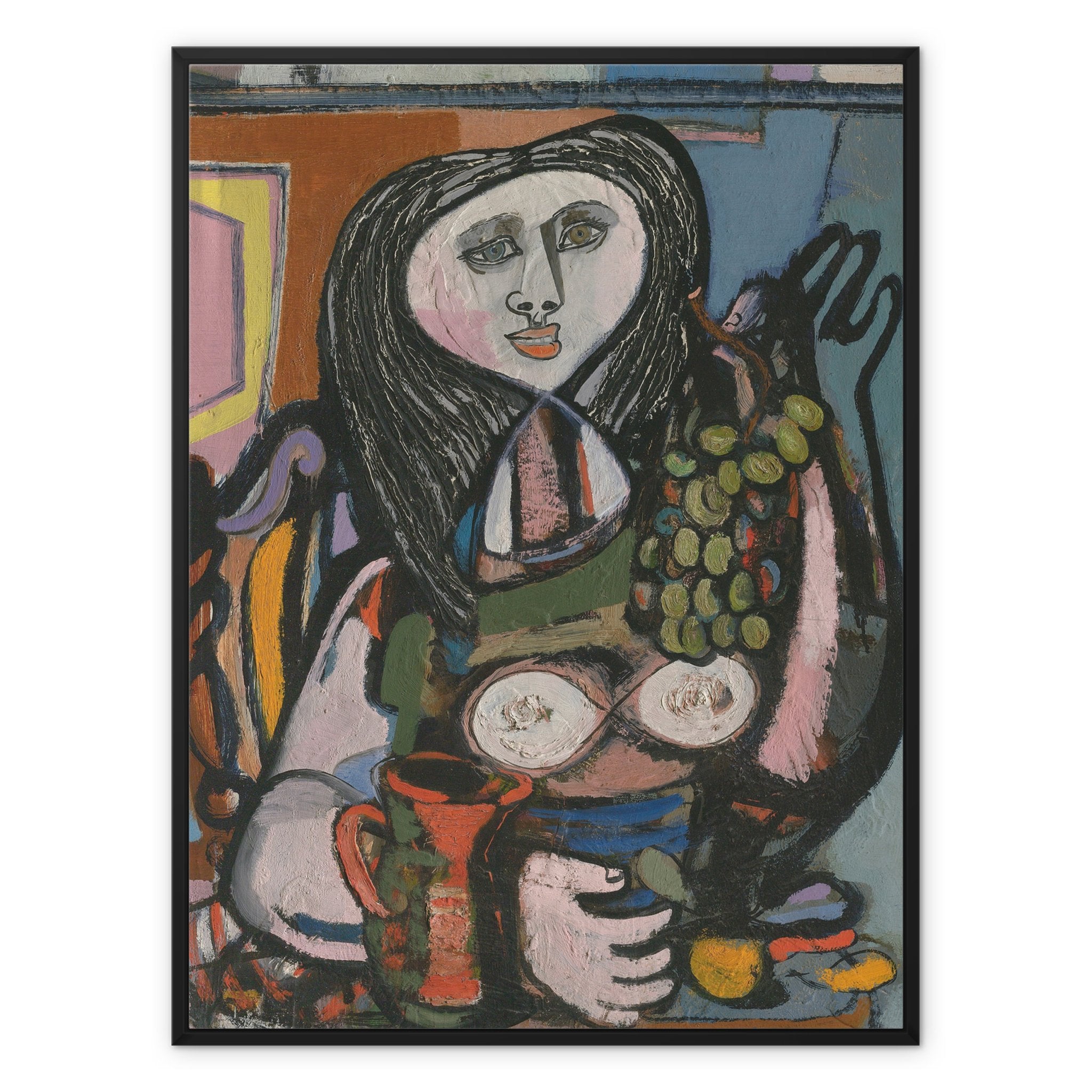 Wonky Walls - Woman with Grapes - Framed Canvas - Jankel Adler - Art Prints & Framed Canvases