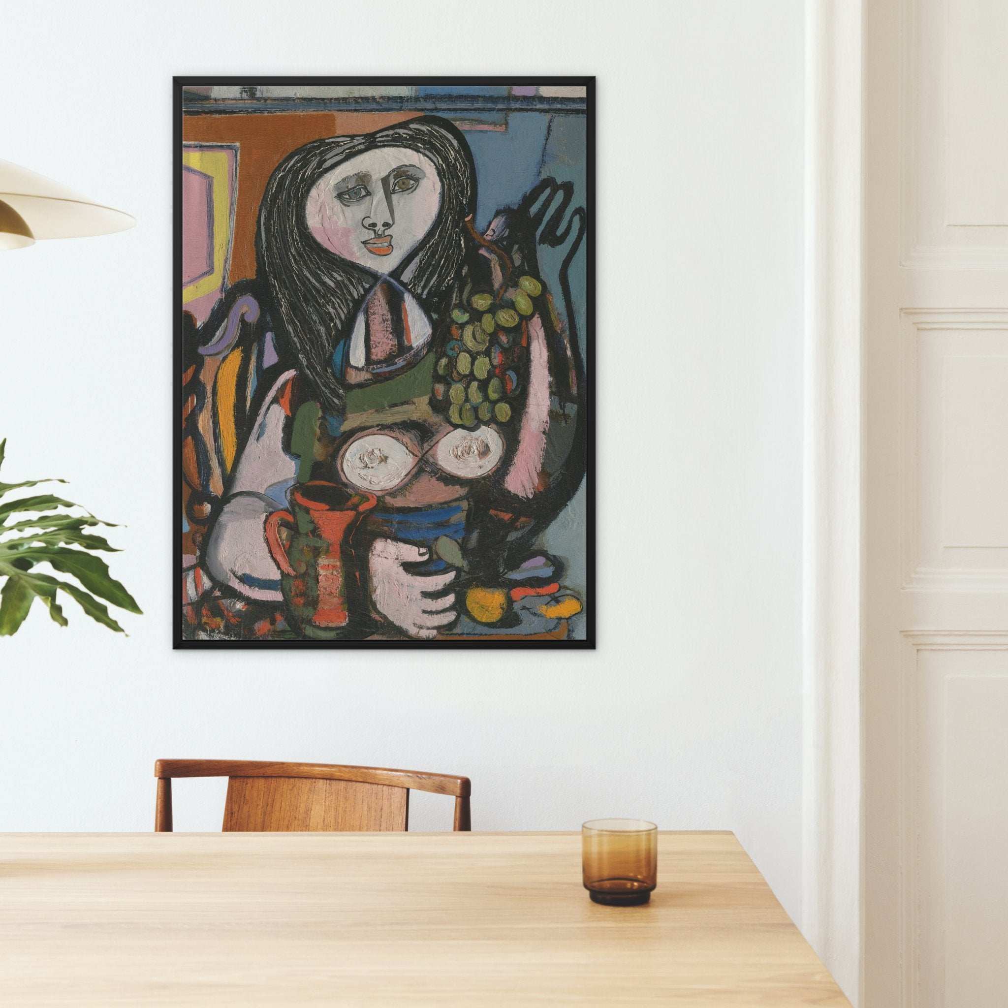 Wonky Walls - Woman with Grapes - Framed Canvas - Jankel Adler - Art Prints & Framed Canvases