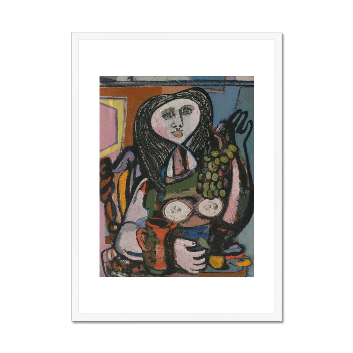 Wonky Walls - Woman with Grapes Framed Print - Prodigi - Art Prints & Framed Canvases