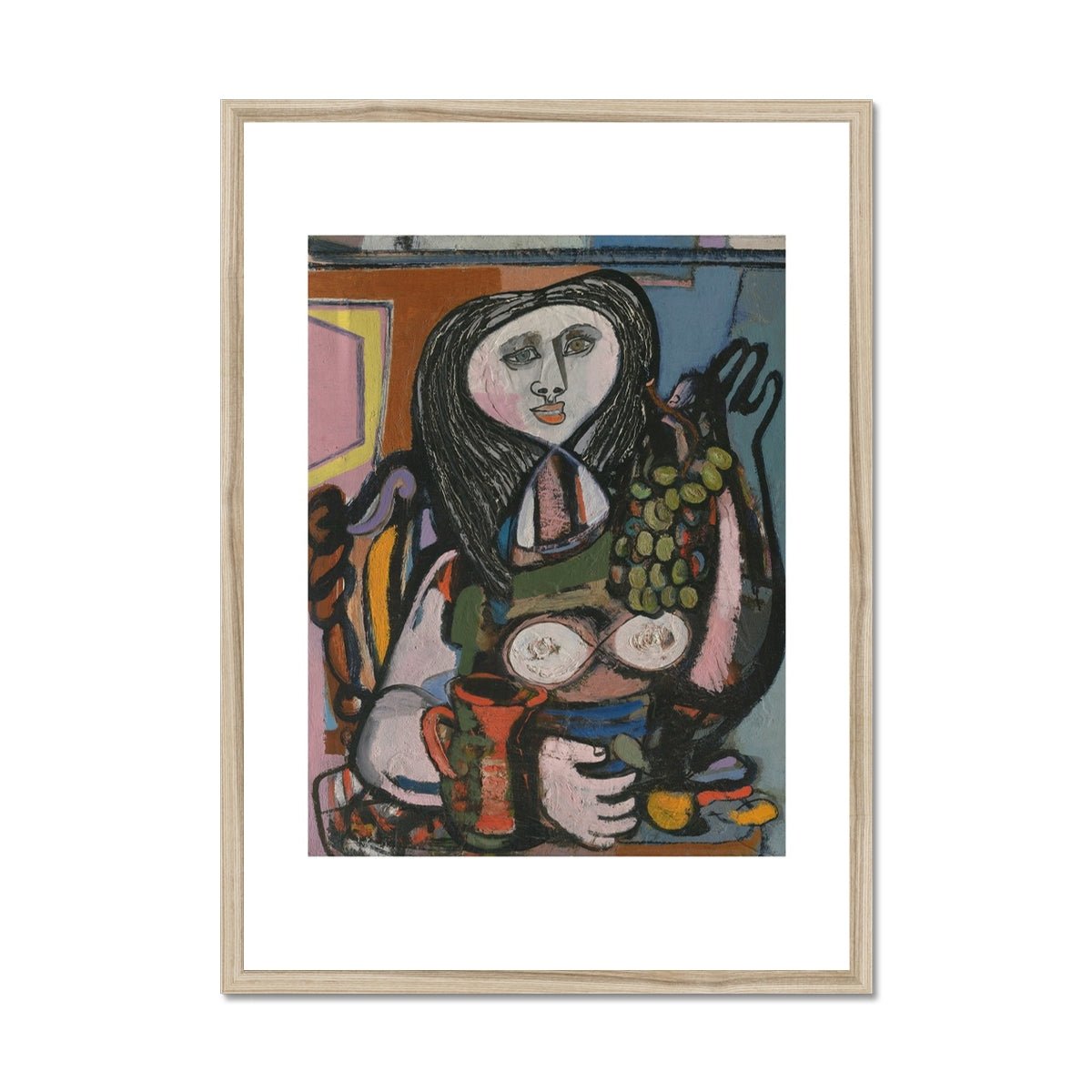 Wonky Walls - Woman with Grapes Framed Print - Prodigi - Art Prints & Framed Canvases