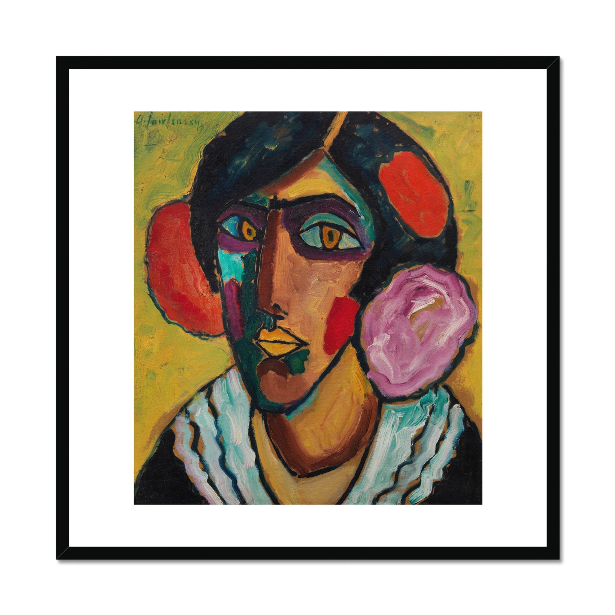 Wonky Walls - Woman's Head with Flowers, 1913 - Alexej von Jawlensky - Art Prints & Framed Canvases