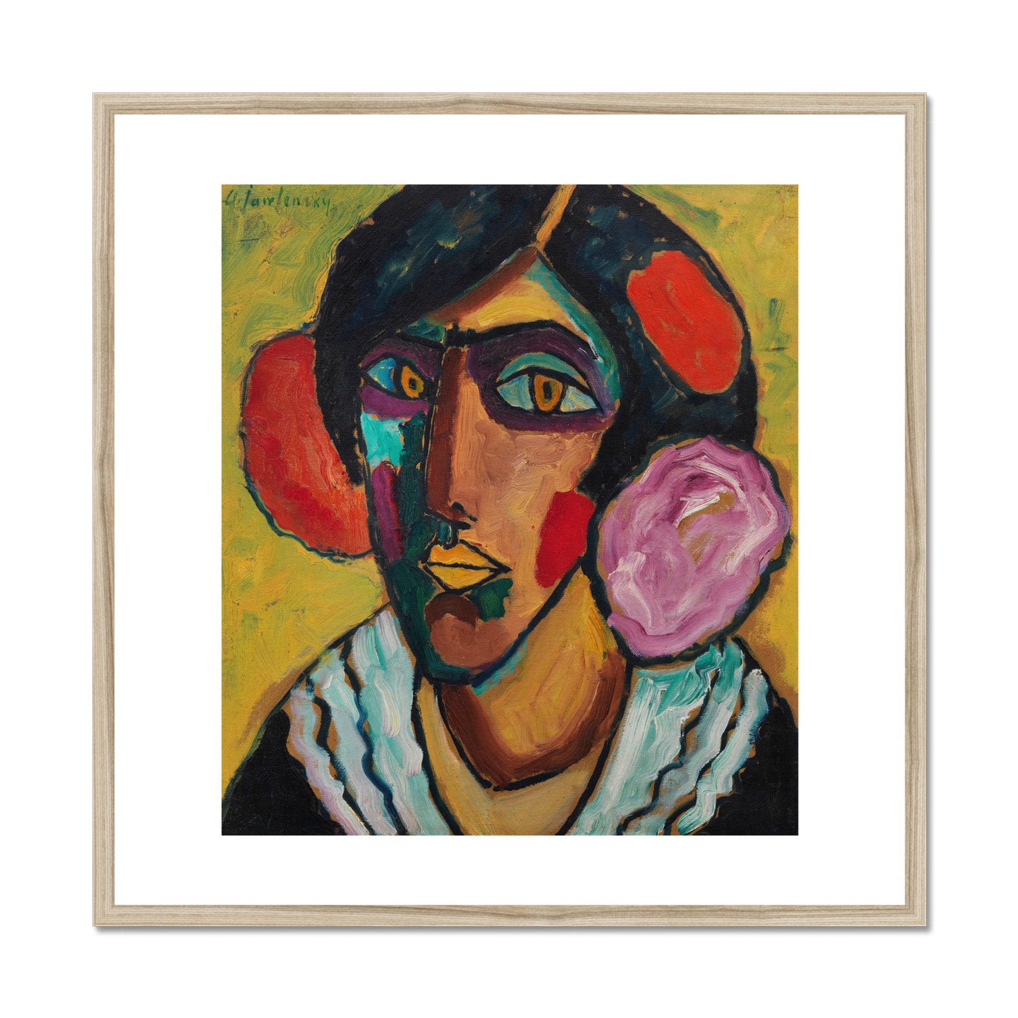 Wonky Walls - Woman's Head with Flowers, 1913 - Alexej von Jawlensky - Art Prints & Framed Canvases